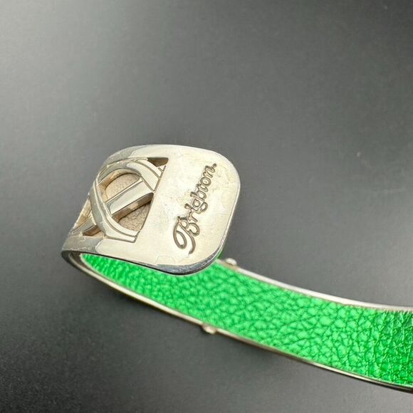 BRIGHTON CHRISTO CUFF Silver tone Twist BRACELET w leather insert - Picture 4 of 4